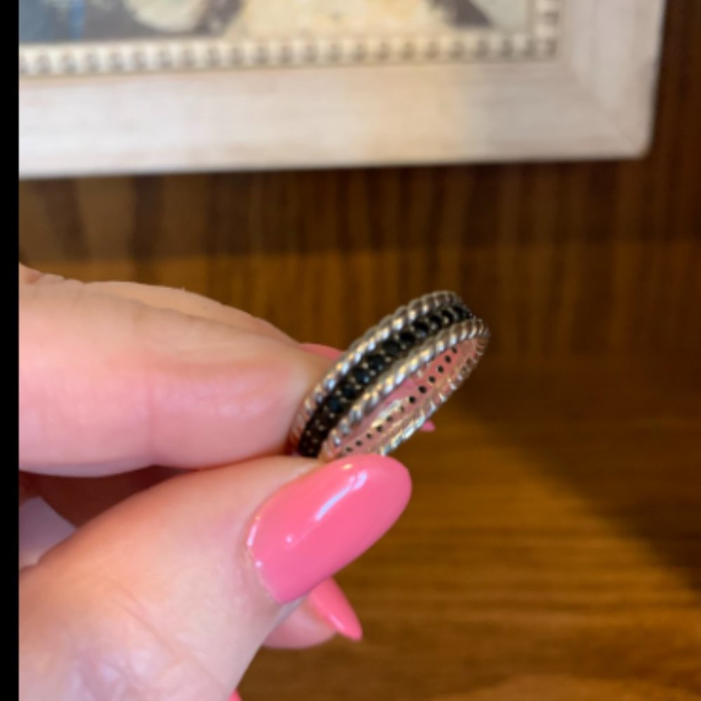 Sterling silver and black onyx eternity band
